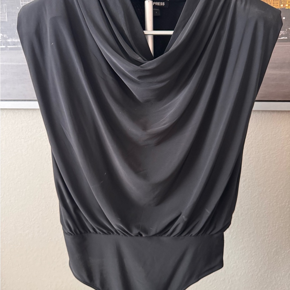 Express Women's Black Cowl Neck Bodysuit